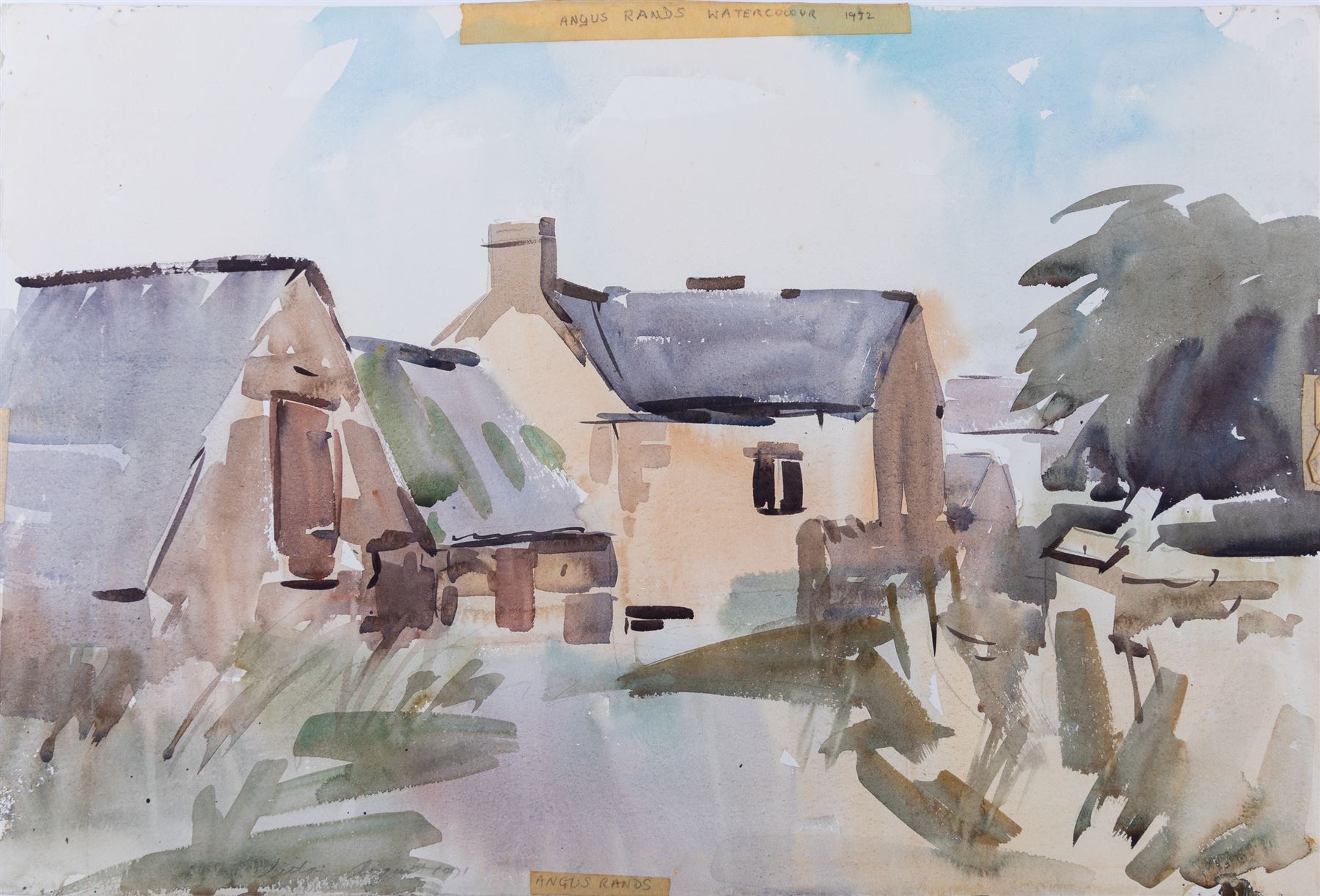 Angus Bernard Rands (British 1922-1985): Robin Hood's Bay and Country Scenes, three watercolours (one unframed painted recto and verso) signed, 34cm x 50cm