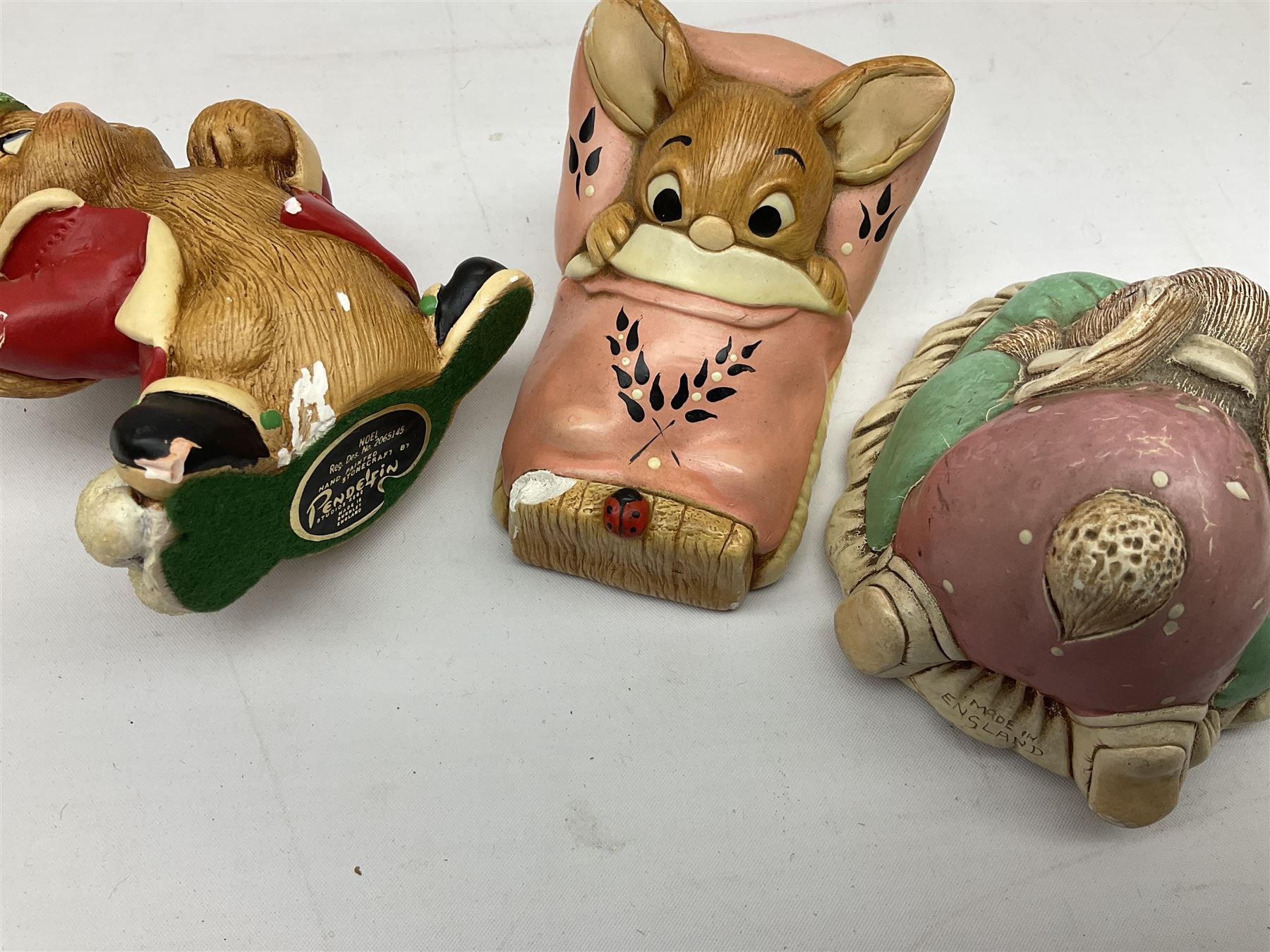 Extensive collection of Pendelfin rabbits and stands, to include Betsy Barge, Fruit Shop, Uncle Soames, Event Piece etc, many with original boxes 