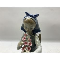 Three Lladro figures, comprising Garden Dance, no 6580, Flower Harmony, no 1418 and Precious Petals, all with original boxes, largest example H25cm