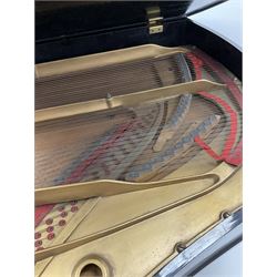 Bluthner, Julius, circa 1880, rosewood cased boudoir grand piano, iron framed with overstrung movement, no. 21792, supplied by Harrods Ltd, London, no. H 48904