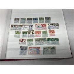 Stamps including Queen Victoria Queensland, modern Australia, King Edward VII Ceylon and Mauritius, South Africa, Gambia, Falkland Islands, Gold Coast, Ireland etc, housed in seven albums/folders and on loose album pages, in one box