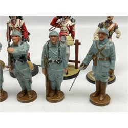 Ten various composition figures of French soldiers, possibly by Elastolin, H9cm; and eight lead figures of French soldiers; together with five modern metal figures of soldiers (23)