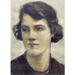 English School (Mid 20th century): Portrait of a Young Woman, watercolour, unsigned 30cm x 22cm