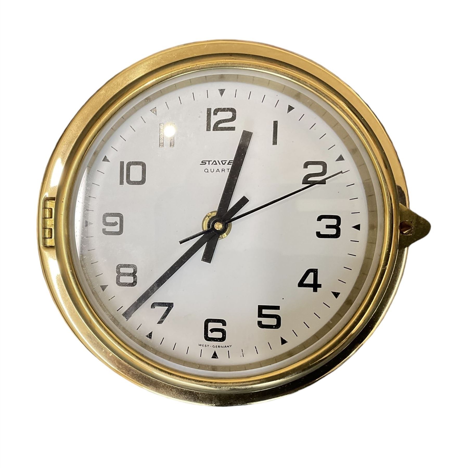 Bulkhead style quartz battery operated clock and barometer