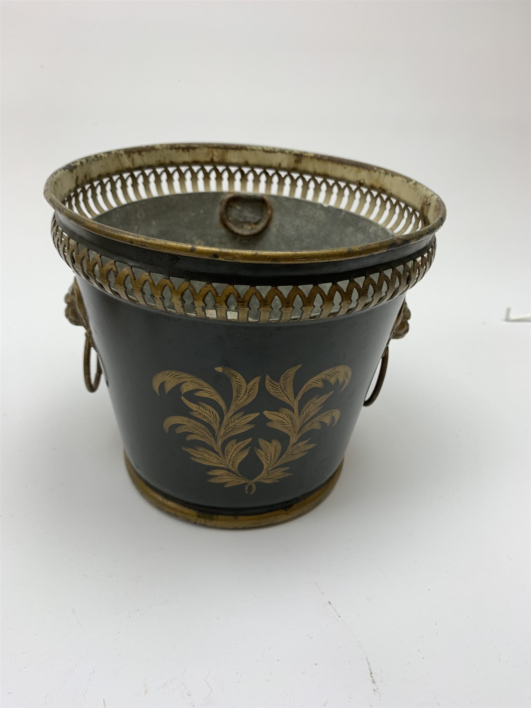 A mixed group of assorted collectables, to include an Georgian silver open salt, hallmarks worn and indistinct, a pair of painted wooden wall brackets, modelled in the form of parrots, a toleware planter, with twin lion mask ring handles and detailed in gilt with a quiver of arrows, Victorian Parian jug, with registration lozenge beneath, Crown Derby paperweight modelled as a robin, with gold stopper, two Royal Copenhagen birds, a bronze paperweight modelled in the form of a duck, Crummles enamel box, etc. 