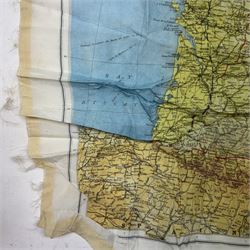 WWII British Parachute Regiment Escape and Evasion Silk Map, covering 'Zones of France', second edition H51cm