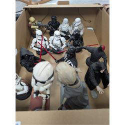 Large collection of Star Wars figures, including bobble heads, Disney busts, Funko etc, together with a collection of loose empty boxes in five boxes