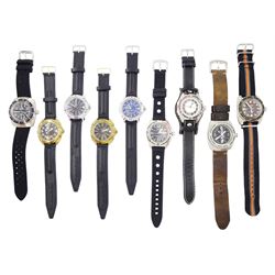 Boctok twenty-one stainless steel wristwatches including Ampibia, Komandirskie and divers, automatic and manual wind movements