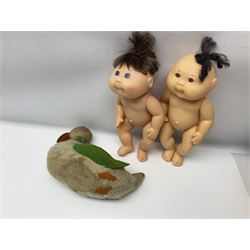 Plush covered soft toy of a swimming duck with squeeze type musical action L17cm; and collection of ten Cabbage Patch type dolls by various makers including Mattel, Hasbro, Appalachian Artworks, Migliorati etc