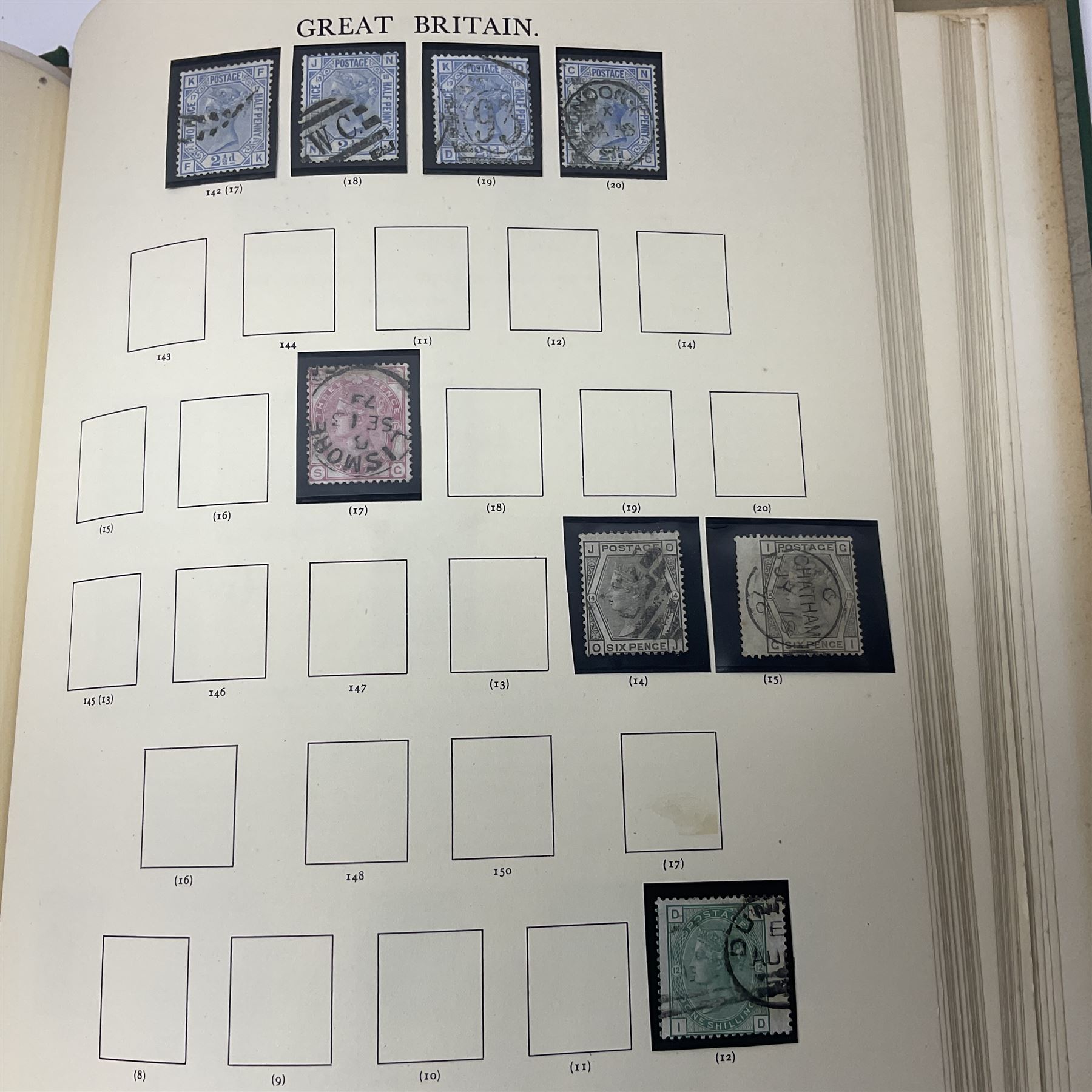 Great British Queen Victoria and later stamps, including perf penny reds, half penny 'bantam', King George V half crown seahorse, Queen Elizabeth II pre-decimal issues etc, housed in a green 'Windsor Album'