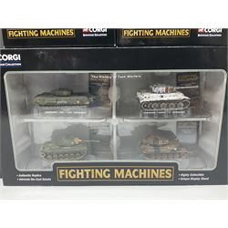 Corgi - twenty-six Showcase Collection 'Fighting Machines' for tank warfare including four-model pack, three two-model packs, WWII Legends, D-Day 60th Anniversary etc; all boxed (26)