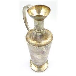 Modern Guild of Hull Silversmiths silver ewer, of tapering cylindrical form with waisted neck and C handle, upon a circular foot with key fret border, hallmarked J & K R, Birmingham 1990, also marked with the three crowns mark of the Guild of Hull Silversmiths, H20cm, approximate weight 7.16 ozt (223 grams)

Abraham Barachin was the last Hull silversmith to use the Hull mark of three ducal coronets in around 1706. 
However in 1983 the Assay Offices of Great Britain and the City of Kingston upon Hull granted the Guild of Hull Silversmiths permission to use the City's Coat of Arms as an additional mark on pieces they produced. 