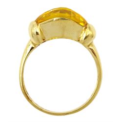 18ct gold oval briolette cut citrine ring, stamped 750