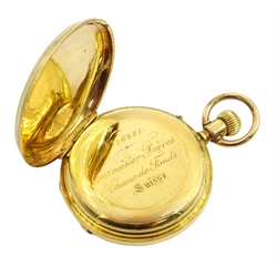  Swiss 18ct gold ladies half hunter pocket watch, the dust cover stamped Courvoisier FrChaux de Fonds No.76221, stamped 18K  