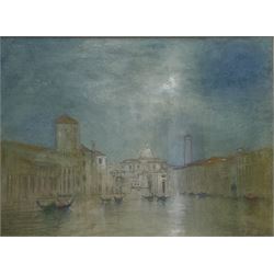 John Ruskin (British 1819-1900): Venice by Moonlight, watercolour and pencil signed 16cm x 22cm
Provenance: (Charles) Fairfax Murray collection, label verso