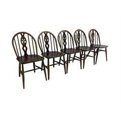 Ercol - set five mid-20th century beech 'Windsor Dining Chairs'