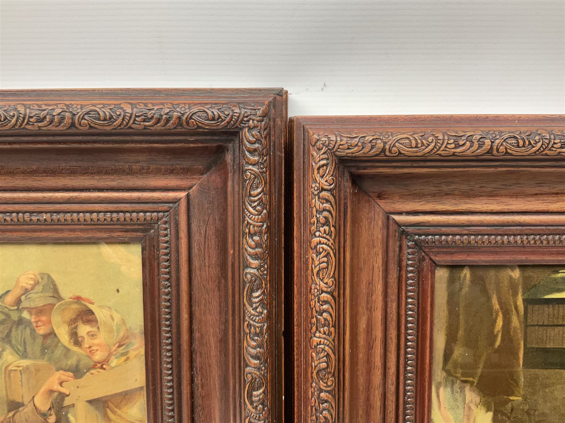 After Fred Roe, pair of colour prints of Lord Nelson, one titled 'Good-bye My lads', the other depicting Nelson walking through the streets of Portsmouth, 52 x 81cm, modern mahogany frames (2)