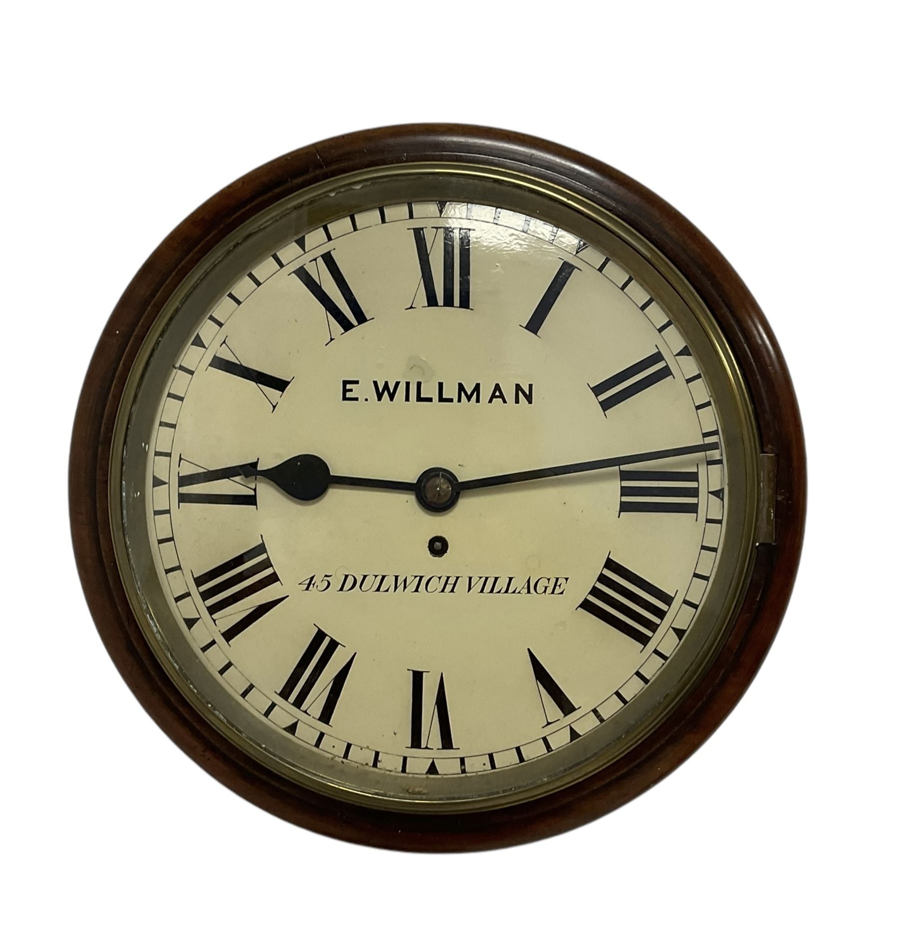 E. Willman of Dulwich Village, London - Early 20th century mahogany cased 8-day wall clock with a 12
