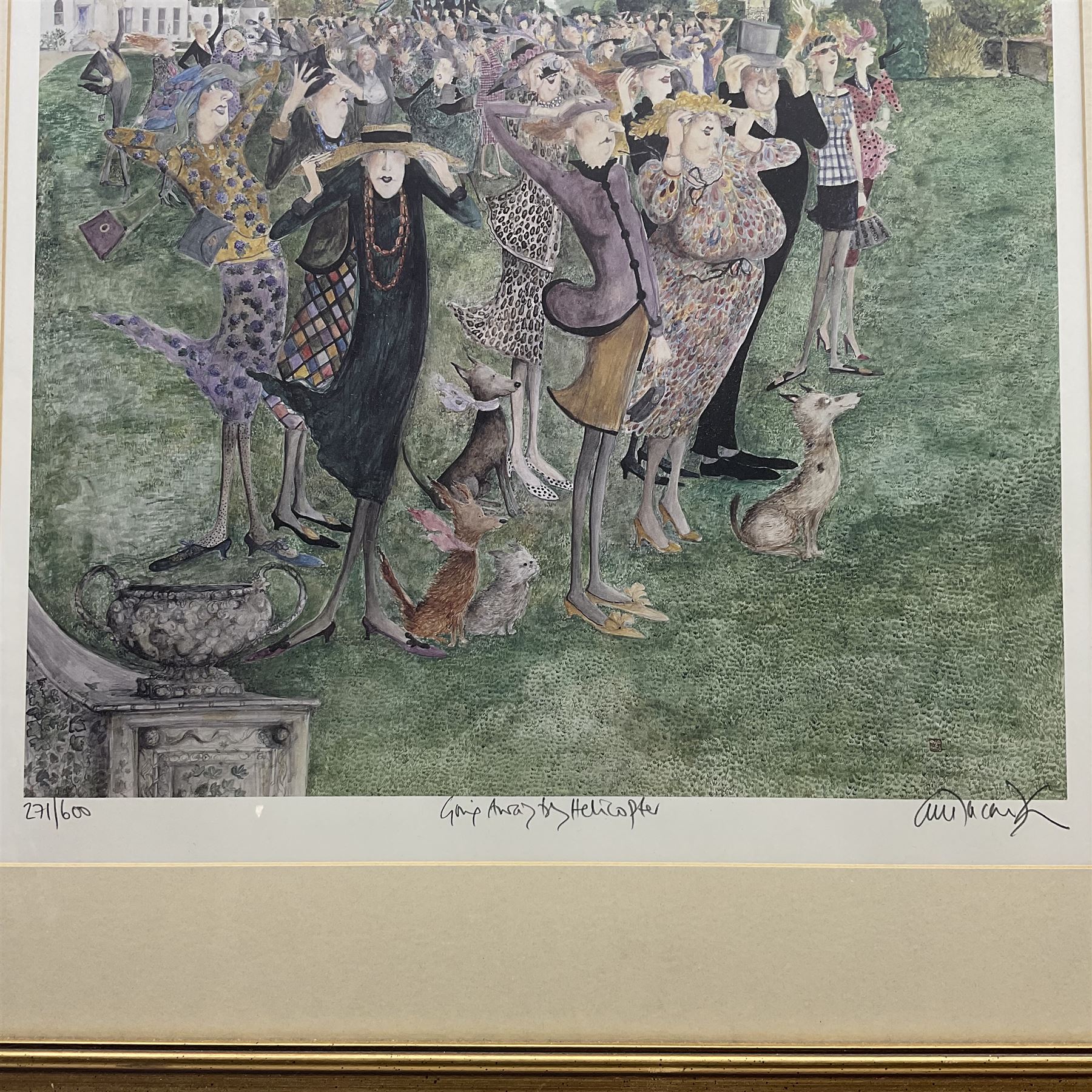 Sue Macartney-Snape (Tanzanian 1957- ): 'Going Away by Helicopter', limited edition print signed and numbered 271/600 in pencil 41cm x 44cm