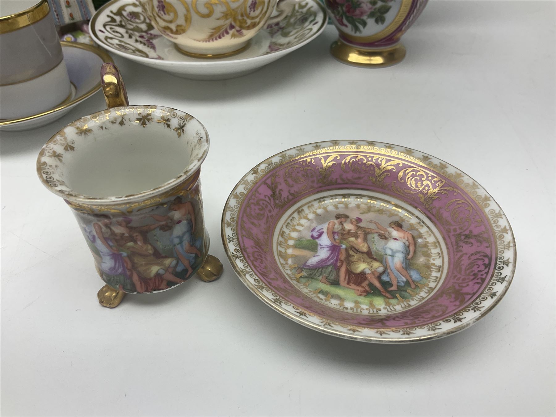 Wedgwood majolica leaf plate, together with another similar and together with a Dresden figure, etc 