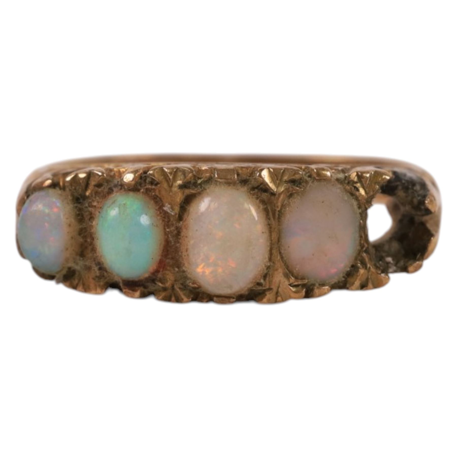 9ct gold opal ring, hallmarked 