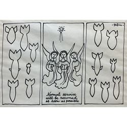 Attupurathu Mathew Abraham (AKA Abu) (Indian 1924-2002): 'Normal Service will be Resumed as Soon as Possible', ink cartoon signed and titled 18cm x 26cm