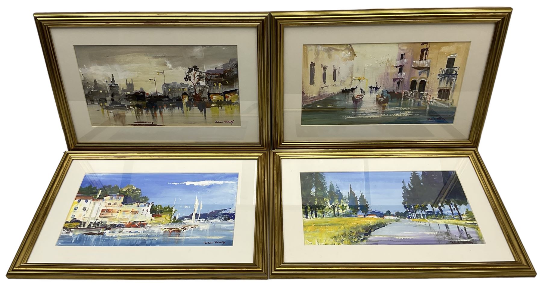 Roberto Luigi Valente (Italian b. 1926): Italian Landscapes, set of four oils on board 18cm x 33cm (4)