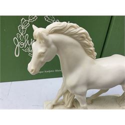 Five Beswick and Royal Doulton horse figures in matt white on black plinths, comprising of  Spirit of Affection no. 2689/2536, Springtime no.2837, Spirit of peace no.2916, Spirit of earth no.2914 and Spirit of the wild no. 183, together with a composite figure of a horse (6)