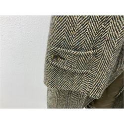 Men's Aquascutum lambs wool herringbone tweed coat with silk lining, 46 Reg, together with a further Men's Aquascutum grey wool duffle coat, with cheque lining and horn buttons, 46