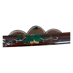 Japanese Katana, the tsuba decorated with flowers and birds, the scabbard with enamel decoration, blade L73cm, overall L105cm