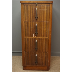 Art Deco walnut filing cabinet, four drawers, plinth base, W59cm, H135cm, D74  