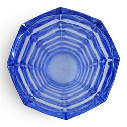 Pair of VLG Lausitzer, Gent blue glass vases, together with a pair of green glass vases, largest H21cm