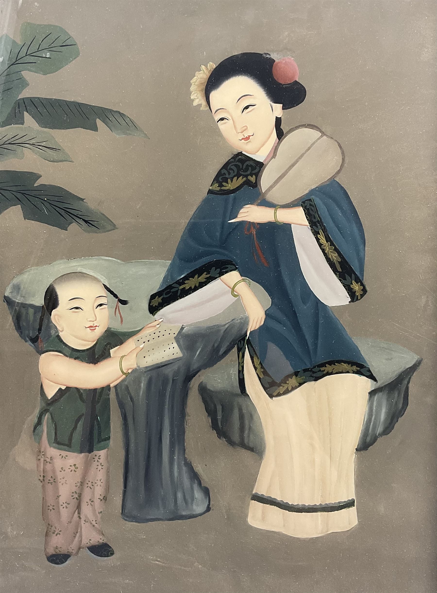 Chinese School (20th century): Mother and Child, gouache unsigned 49cm x 34cm 