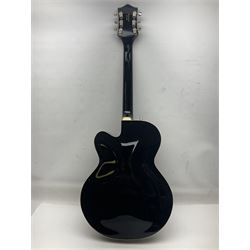 Gretsch Electromatic semi-acoustic guitar model G5129 in black and red with Bigsby tremolo, serial no.KS05063904; L105cm; in fitted hard carrying case