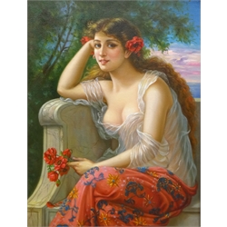  Continental School (Late 20th century): Portrait of a Young Woman,  oil on panel unsigned 52cm x 40cm  