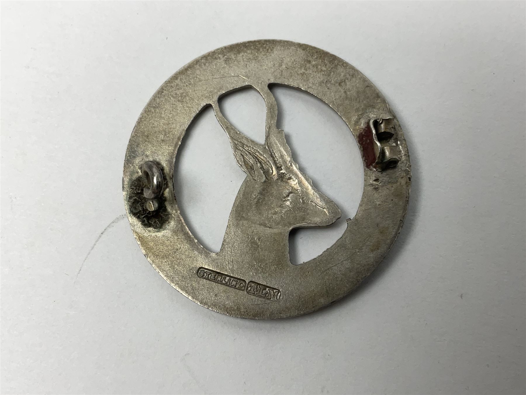 Five silver sweetheart brooches - Royal Artillery with marcasite, Naval with marcasite, George VI Royal Engineers with tortoiseshell, Royal Marines Gibraltar with enamel and South African General Service with blue enamel (5)