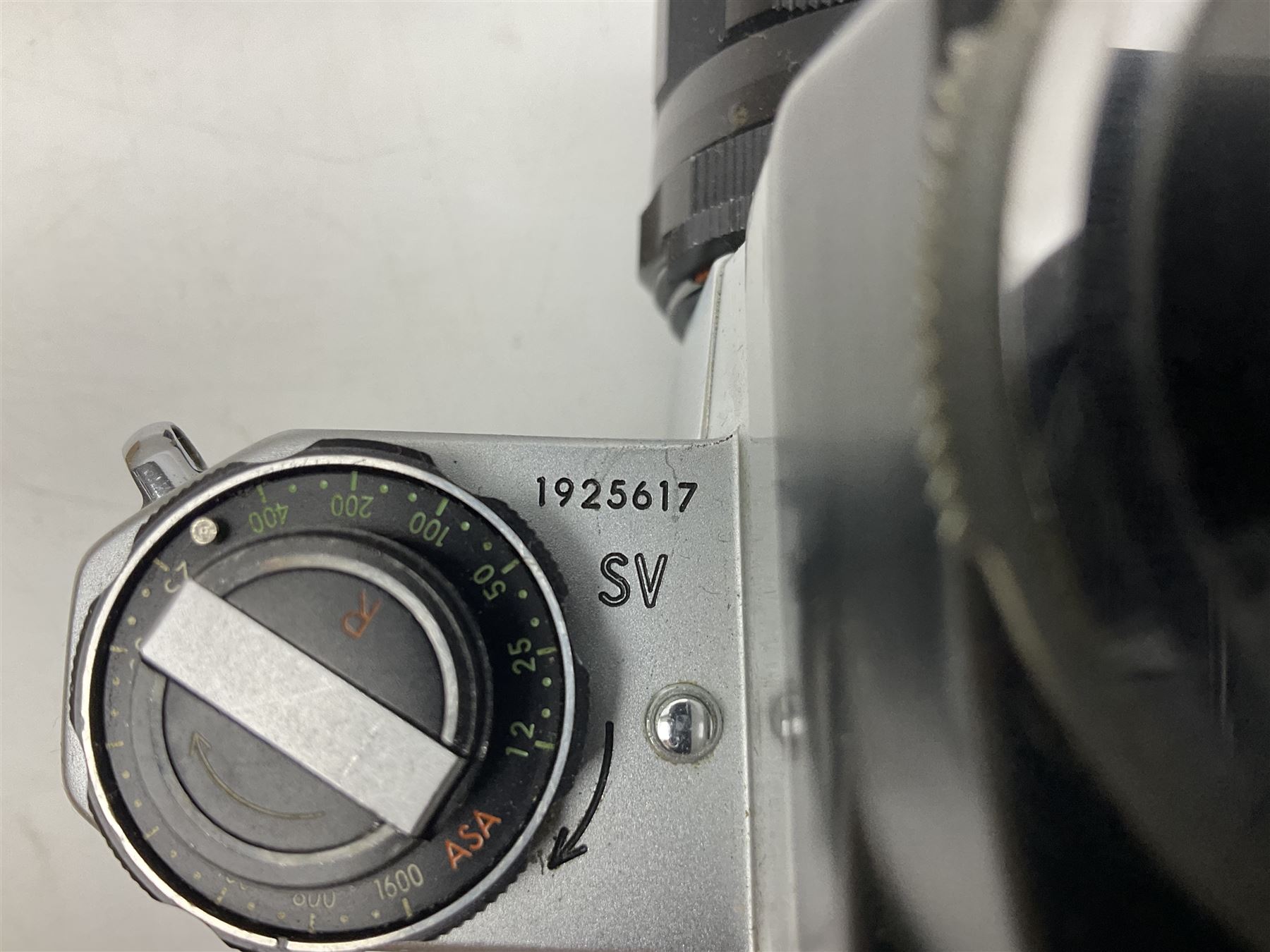 Asahi Pentax S1a camera body, serial no. 707071, with 'Super-Takumar 1:1.8/55' lens, serial no 2124044, together with Asahi Pentax Sv camera body, no. 1925617 with 'Super-Takumar 1:2/55' lens, serial no. 2770153, Asahi Pentax Meter, 'Super-Takumar 1:3.5/28' lens, serial no. 2075492 and 'Super-Takumar 1:4/150' lens, serial no. 1461613  