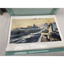 Six Atlas Editions ring binders of Warships Maxi Cards; and large quantity of booklets, cigarette cards etc of naval and shipping interest