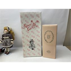 Seven dolls to include 'Heroines From The Fairytale Forest' Knowles Snow White, boxed, Regency Fine Arts Alice in Wonderland, boxed, Hanah Collectable Doll, boxed, etc