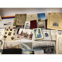 Hull ephemera - 1920s and later theatre programmes, 19th century and later receipts, advertising desk blotters, framed perpetual calendar, packs of playing cards, sporting memorabilia including Raich Carter photograph, Bill Bly autograph etc, WW1 period autograph album etc