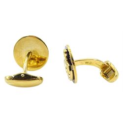 Victor Mayer for Faberge pair of 18ct gold diamond and blue enamel anchor cufflinks, limited edition No.16/1000, stamped 750, boxed with certificate