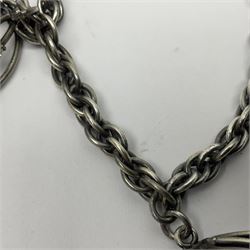 Joseff of Hollywood, circa 1950s metal and white paste necklace, with three graduated pendant drops set with white paste, to a Prince of Wales chain, signed with round script tag