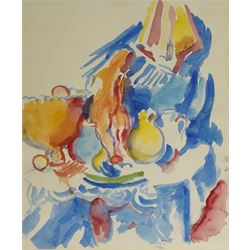 Sir Matthew Smith (British 1879-1959): 'Still Life with Figurine', watercolour unsigned, t...