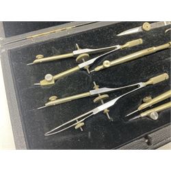 J Halden & Co cased drawing set, together with other cased drawing sets, including examples from prazision garantie and Kern Swiss 