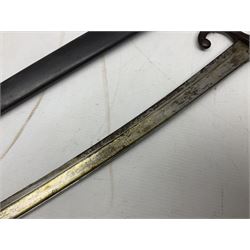 French Model 1866 Chassepot bayonet with 57cm curving fullered steel blade dated 1873 No.L63963; in steel scabbard with conforming number L71.5cm overall; and French St. Etienne Gras bayonet dated 1878 No.K10674 in steel scabbard numbered 79437 (2)