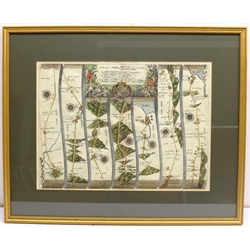 John Ogilby (British 1600-1676): 'The Roads from York to Whitby and Scarborough', engraved strip map with later hand colouring pub. 1675, 33cm x 46cm