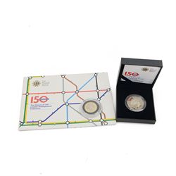 The Royal Mint Alderney 2013 'Metropolitan Line' five pound proof coin cased with certific...
