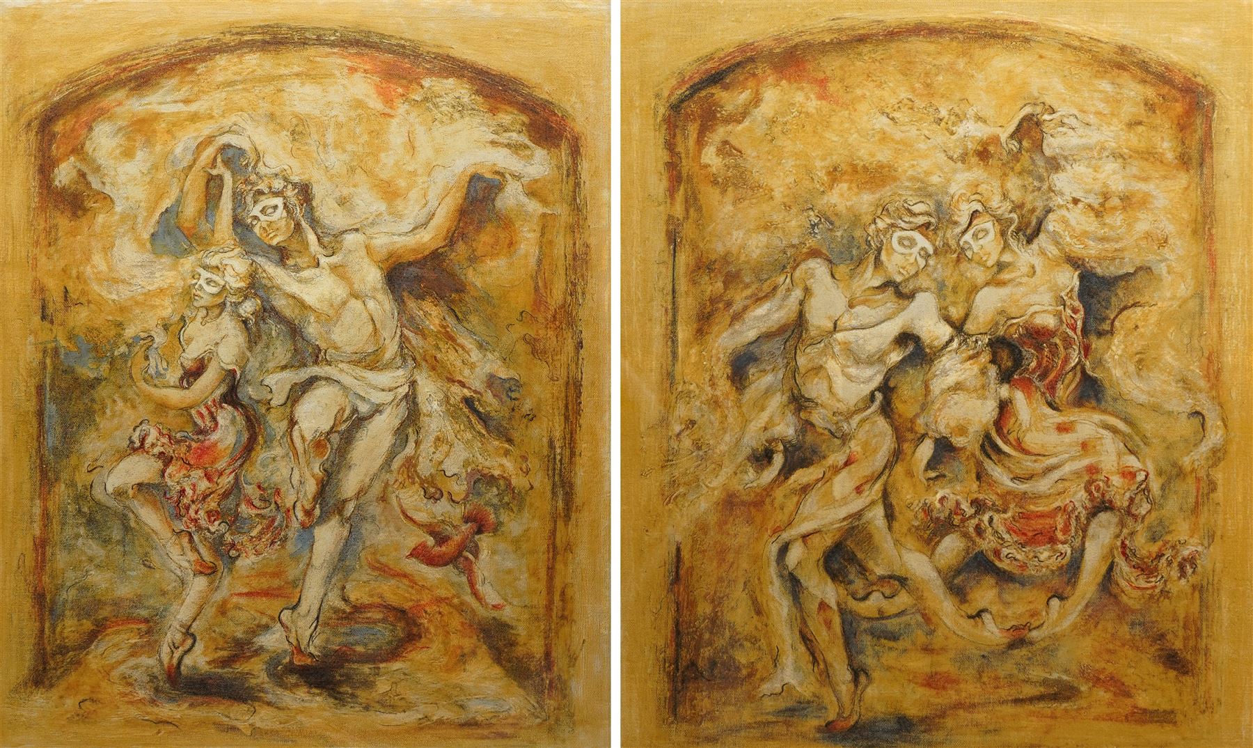 Joy Kirton-Smith (British contemporary): 'Masquerade I' and 'Masquerade II', pair limited edition colour prints signed titled and numbered 76/295 and 75/295 in pencil 60cm x 50cm (2)
