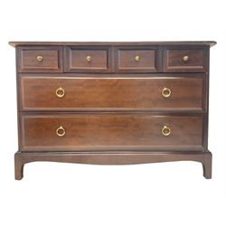 Stag Minstrel - mahogany low straight-front chest, fitted with four short over two long drawers
