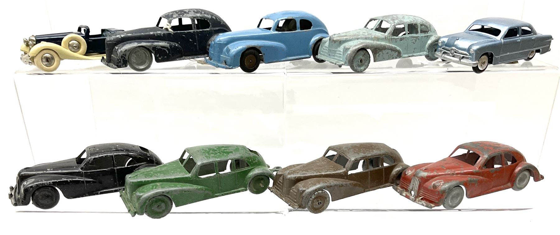 Various Makers - fourteen unboxed and playworn early die-cast models comprising seven by Kemlow/Automec including Pickfords Removal van, two grit spreaders and open back lorry; Buccaneer Bentley open top tourer; Betal friction-drive car and another; two Kembo cars; Lemeco Ford 1950 Sedan; and incomplete Lemeco Bristol 1939 tourer for assembly (14)